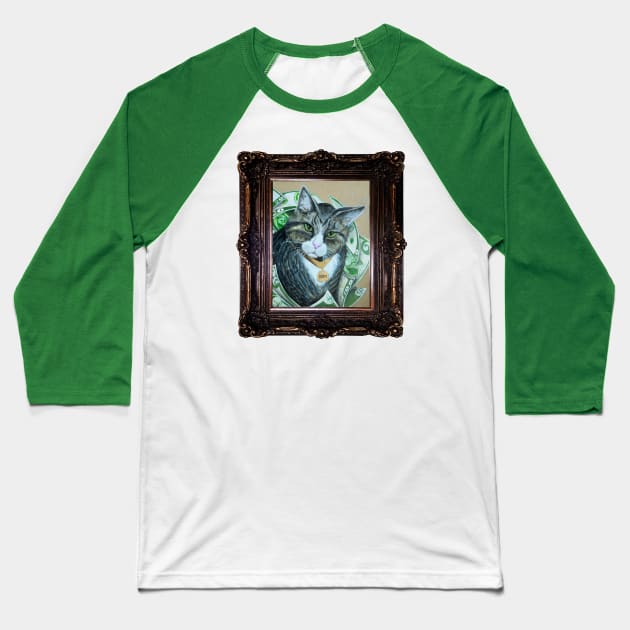 Baller Cat Making Biscuits on Dat Money Baseball T-Shirt by DeifiedDesigns